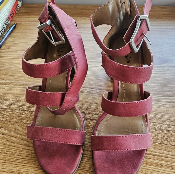 Style & Co pink strappy heeled sandals Size 8 - Picture 2 of 11